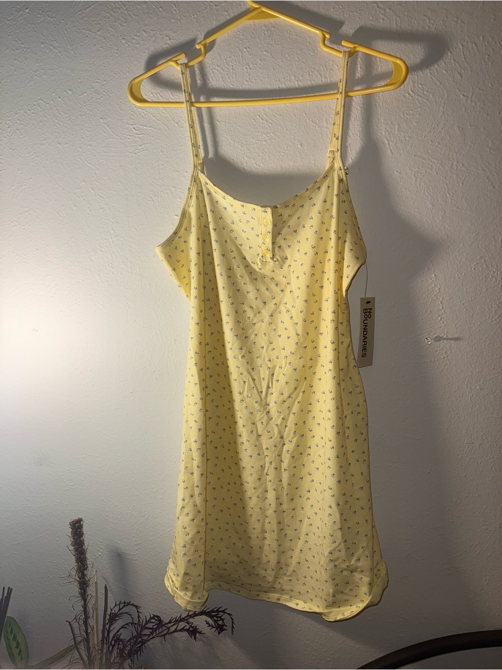 No Boundaries Pale Yellow Floral Cami Dress - New with Tags